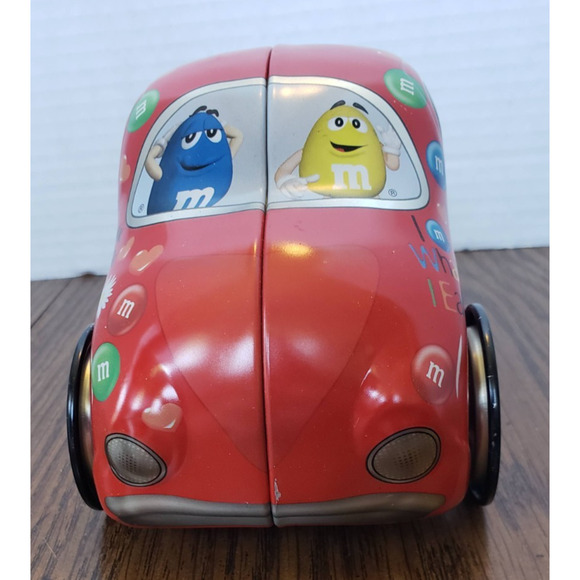 M&M's Mars Volkswagen Beetle Bug Car Metal Tin Red Collectible - Picture 2 of 9